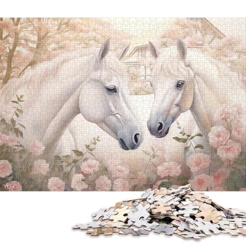 Pferd Holzpuzzles Für Erwachsene 1000 Teile Wohnkultur Geburtstagsgeschenk Educational Game Family Challenging Games Stress Relief Toy 1000pcs (75x50cm) von SHUNXIFQ