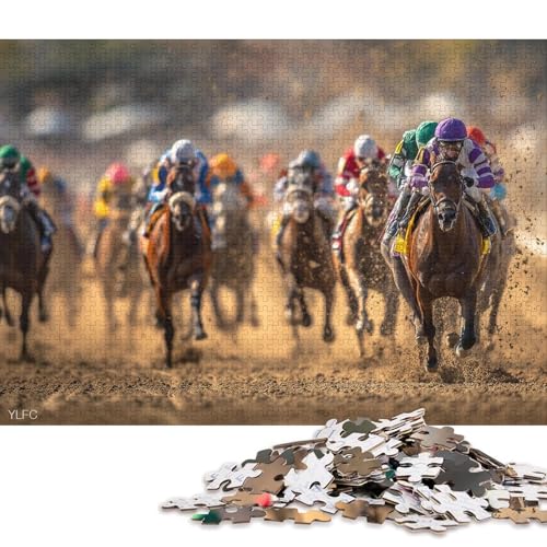 Pferderennen Holzpuzzles 500 Teile Erwachsene Wohnkultur Geburtstagsgeschenk Geschicklichkeitsspiel Für Die Ganze Familie Lernspiel Stress Relief 500pcs (52x38cm) von SHUNXIFQ