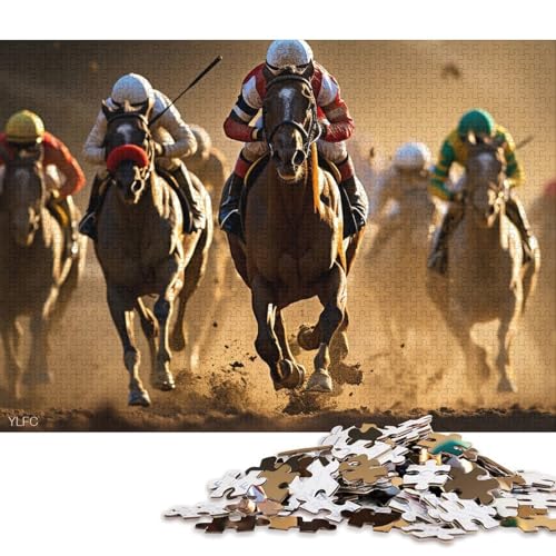 Pferderennen Holzpuzzles Erwachsene 500 Teile Lernspiel Geschicklichkeitsspiel Für Die Ganze Familie Geburtstagsgeschenk Home Decor Stress Relief 500pcs (52x38cm) von SHUNXIFQ