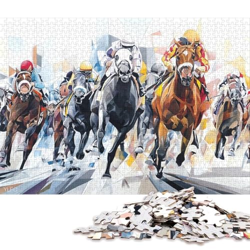 Pferderennen Holzpuzzles Für Erwachsene 300 Teile Geburtstagsgeschenk Wohnkultur Lernspiel Family Challenging Games Entspannung Und Intelligenz 300pcs (40x28cm) von SHUNXIFQ