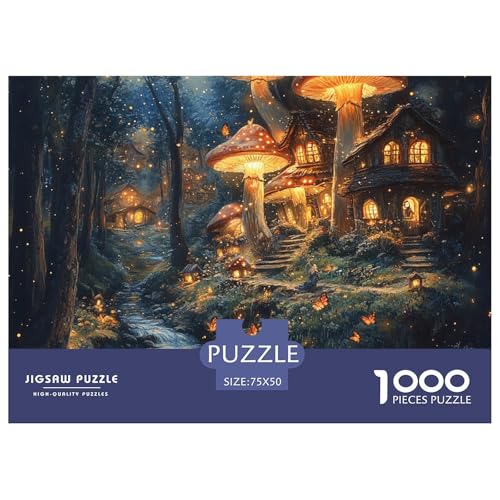 Pilz Haus Holzpuzzles 1000 Teile Erwachsene Lernspiel Family Challenging Games Geburtstagsgeschenk Home Decor Stress Relief Toy 1000pcs (75x50cm) von SHUNXIFQ