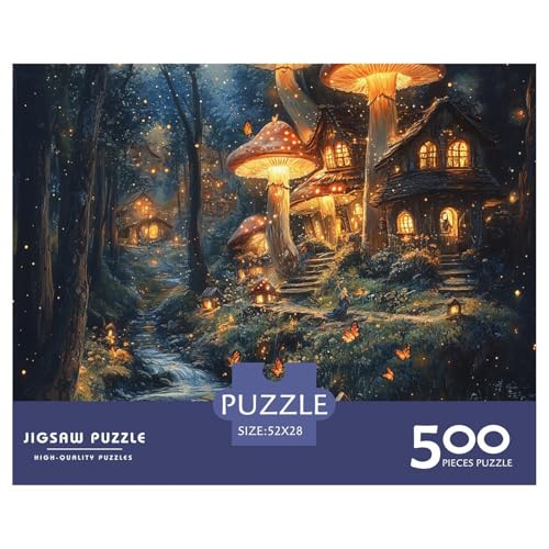 Pilz Haus Holzpuzzles 500 Teile Erwachsene Home Decor Geburtstagsgeschenk Family Challenging Games Educational Game Stress Relief 500pcs (52x38cm) von SHUNXIFQ