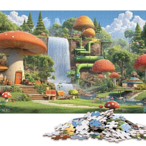 Pilzgarten Holzpuzzles Für Erwachsene 300 Teile Educational Game Family Challenging Games Home Decor GeburtHirschsgeschenk Stress Relief 300pcs (40x28cm) von SHUNXIFQ