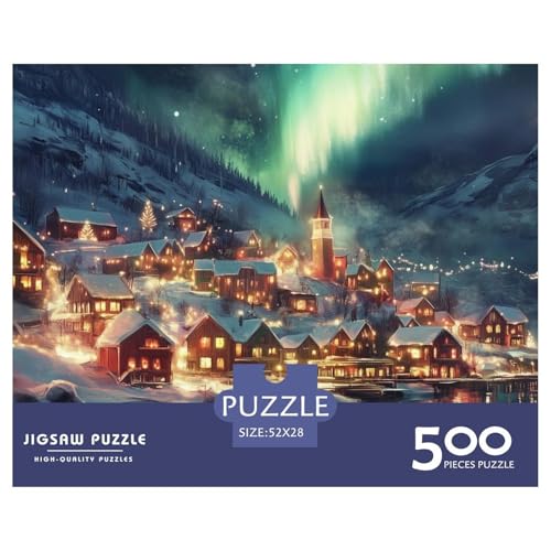 Polarlicht Holzpuzzles 500 Teile Für Erwachsene Family Challenging Games Geburtstagsgeschenk Lernspiel Moderne Wohnkultur Stress Relief 500pcs (52x38cm) von SHUNXIFQ