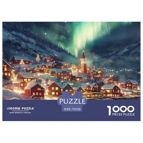 Polarlicht Holzpuzzles Erwachsene 1000 Teile Home Decor Family Challenging Games Educational Game Geburtstagsgeschenk Stress Relief Toy 1000pcs (75x50cm) von SHUNXIFQ