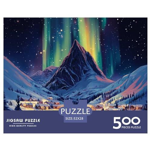 Polarlicht Holzpuzzles Erwachsene 500 Teile Family Challenging Games Educational Game Wohnkultur Geburtstagsgeschenk Stress Relief 500pcs (52x38cm) von SHUNXIFQ