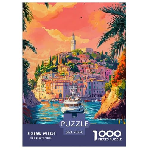 Portofino Erwachsene Holzpuzzless 1000 Teile Home Decor Lernspiel Geburtstagsgeschenk Family Challenging Games Stress Relief Toy 1000pcs (75x50cm) von SHUNXIFQ