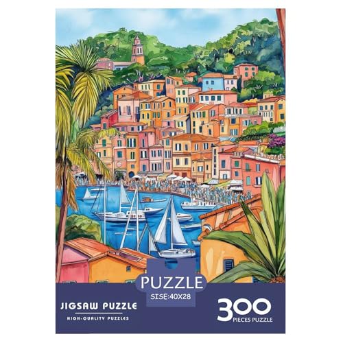 Portofino Erwachsene Holzpuzzless 300 Teile Home Decor Lernspiel Geburtstagsgeschenk Family Challenging Games Stress Relief Toy 300pcs (40x28cm) von SHUNXIFQ
