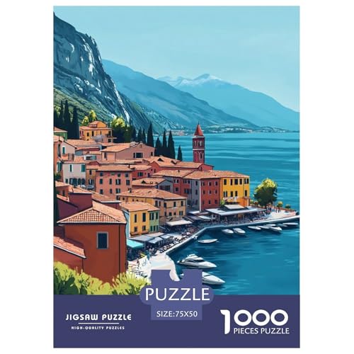 Portofino Holzpuzzles 1000 Teile Erwachsene Geburtstagsgeschenk Wohnkultur Educational Game Family Challenging Games Stress Relief Toy 1000pcs (75x50cm) von SHUNXIFQ