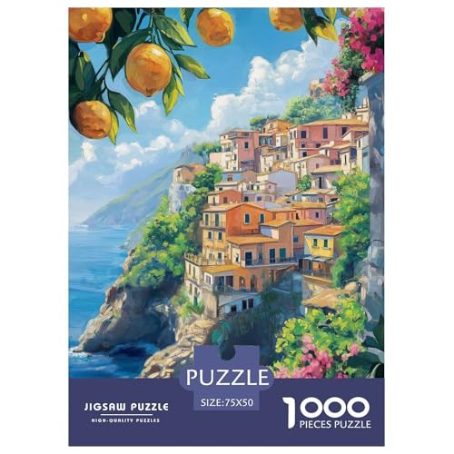 Portofino Holzpuzzles 1000 Teile Für Erwachsene Wohnkultur Geburtstagsgeschenk Family Challenging Games Educational Game Stress Relief Toy 1000pcs (75x50cm) von SHUNXIFQ