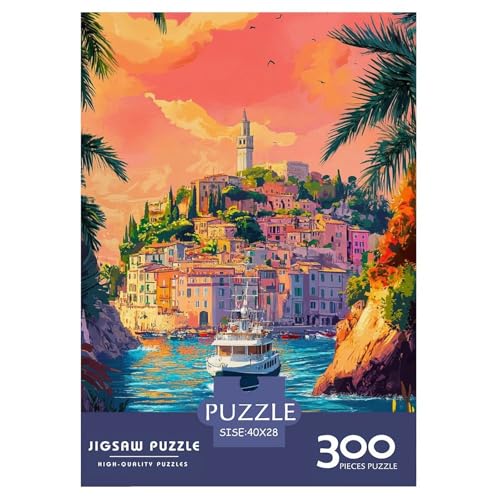 Portofino Holzpuzzles 300 Teile Für Erwachsene Family Challenging Games Lernspiel Moderne Wohnkultur Geburtstagsgeschenk Stress Relief Toy 300pcs (40x28cm) von SHUNXIFQ