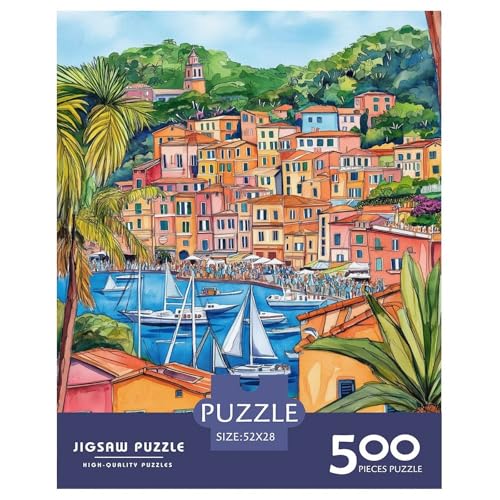 Portofino Holzpuzzles 500 Teile Erwachsene Geburtstagsgeschenk Family Challenging Games Moderne Wohnkultur Educational Game Stress Relief Toy 500pcs (52x38cm) von SHUNXIFQ