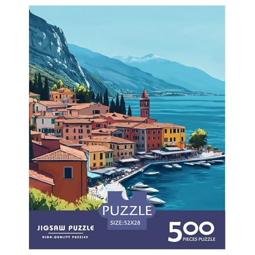 Portofino Holzpuzzles 500 Teile Erwachsene Home Decor Geburtstagsgeschenk Family Challenging Games Educational Game Stress Relief 500pcs (52x38cm) von SHUNXIFQ