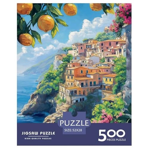 Portofino Holzpuzzles 500 Teile Erwachsene Lernspiel Family Challenging Games Geburtstagsgeschenk Home Decor Stress Relief Toy 500pcs (52x38cm) von SHUNXIFQ