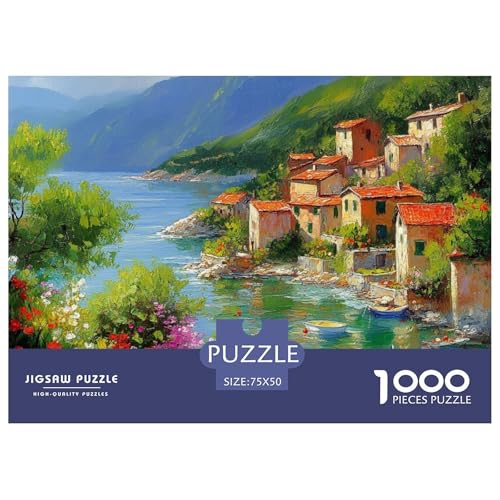 Portofino Holzpuzzles Erwachsene 1000 Teile Moderne Wohnkultur Geburtstagsgeschenk Educational Game Family Challenging Games Stress Relief 1000pcs (75x50cm) von SHUNXIFQ