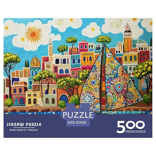 Portofino Holzpuzzles Erwachsene 500 Teile Moderne Wohnkultur Geburtstagsgeschenk Educational Game Family Challenging Games Stress Relief 500pcs (52x38cm) von SHUNXIFQ