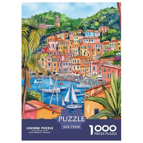 Portofino Holzpuzzles Für Erwachsene 1000 Teile Geburtstagsgeschenk Wohnkultur Lernspiel Family Challenging Games Entspannung Und Intelligenz 1000pcs (75x50cm) von SHUNXIFQ