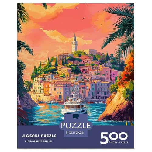 Portofino Holzpuzzles Für Erwachsene 500 Teile Family Challenging Games Geburtstagsgeschenk Lernspiel Wohnkultur Stress Relief 500pcs (52x38cm) von SHUNXIFQ