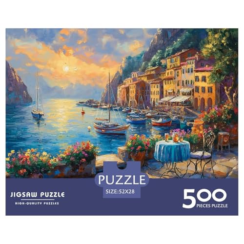 Portofino Holzpuzzles Für Erwachsene 500 Teile Geburtstagsgeschenk Family Challenging Games Home Decor Educational Game Stress Relief Toy 500pcs (52x38cm) von SHUNXIFQ