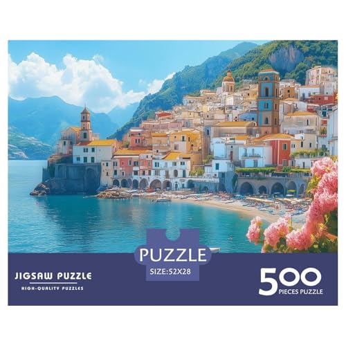 Portofino Holzpuzzles Für Erwachsene 500 Teile Geburtstagsgeschenk Family Challenging Games Home Decor Educational Game Stress Relief Toy 500pcs (52x38cm) von SHUNXIFQ