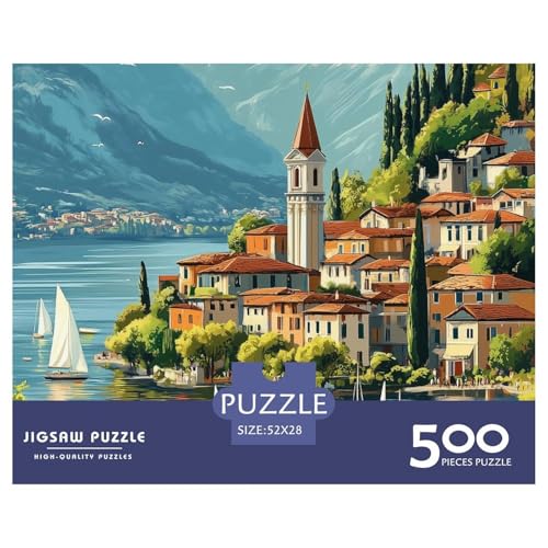 Portofino Holzpuzzles Für Erwachsene 500 Teile Lernspiel Family Challenging Games Geburtstagsgeschenk Wohnkultur Stress Relief Toy 500pcs (52x38cm) von SHUNXIFQ
