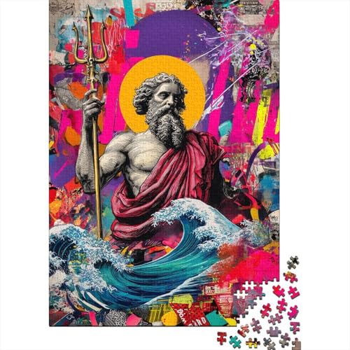 Poseidon Holzpuzzles Erwachsene 1000 Teile Lernspiel Geschicklichkeitsspiel Für Die Ganze Familie Geburtstagsgeschenk Home Decor Stress Relief 1000pcs (75x50cm) von SHUNXIFQ