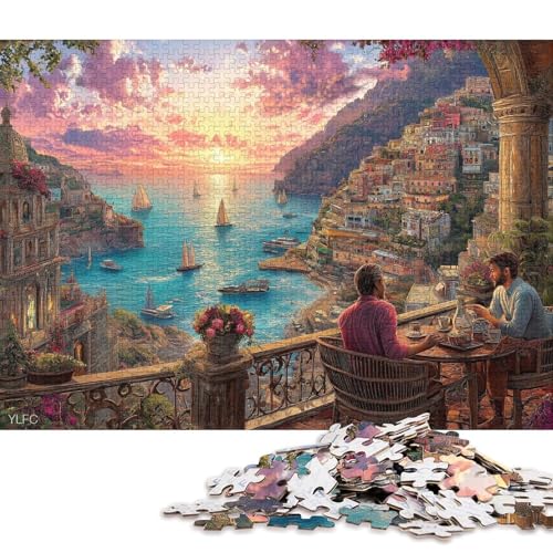 Positano, Italien Holzpuzzles 300 Teile Erwachsene Wohnkultur Geschicklichkeitsspiel Für Die Ganze Familie Lernspiel Geburtstagsgeschenk Stress Relief 300pcs (40x28cm) von SHUNXIFQ