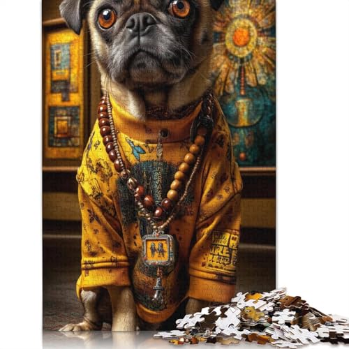 Pug Hund Holzpuzzles Erwachsene 500 Teile Geburtstagsgeschenk Family Challenging Games Moderne Wohnkultur EduKatzeional Game Stress Relief 500pcs (52x38cm) von SHUNXIFQ