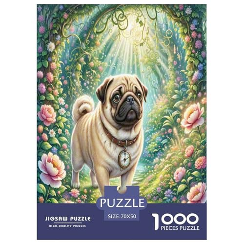 Pug Puzzle 1000 Teile Schwer Puzzle Spielzeug Lernspiel Impossible Herausforderungsspielzeug Für Erwachsene Kinder 70x50cm/1000pcs von SHUNXIFQ