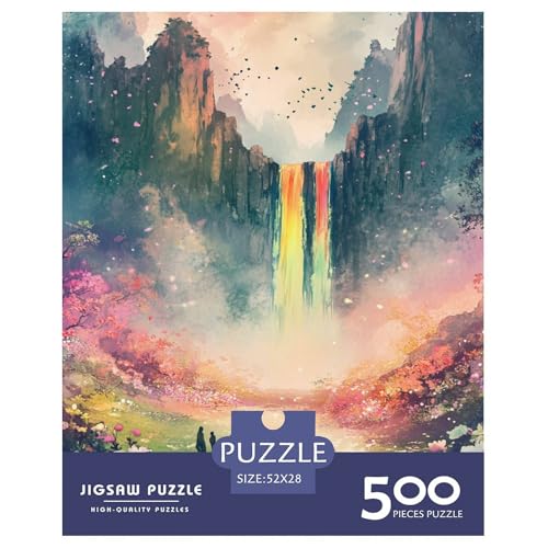Rainbow Holzpuzzles Erwachsene 500 Teile Family Challenging Games Educational Game Wohnkultur Geburtstagsgeschenk Stress Relief 500pcs (52x38cm) von SHUNXIFQ