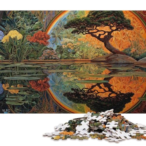 Regenbogengarten Holzpuzzles 500 Teile Erwachsene Geburtstagsgeschenk Wohnkultur EduKatzeional Game Family Challenging Games Stress Relief Toy 500pcs (52x38cm) von SHUNXIFQ