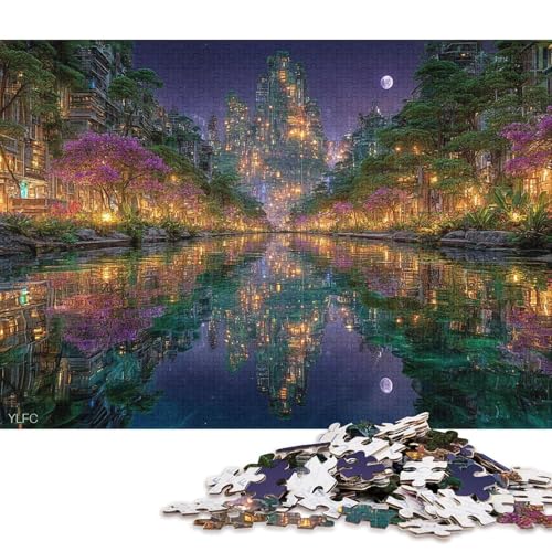 Regenwaldstadt Holzpuzzless 500 Teile Für Erwachsene Wohnkultur GeburtHirschsgeschenk Educational Game Family Challenging Games Stress Relief Toy 500pcs (52x38cm) von SHUNXIFQ