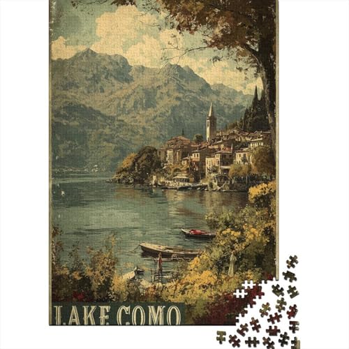 Reiseposter Comer See (Vintage) Holzpuzzles 1000 Teile Erwachsene Home Decor Family Challenging Games Geburtstagsgeschenk Educational Game Entspannung Und Intelligenz 1000pcs (75x50cm) von SHUNXIFQ