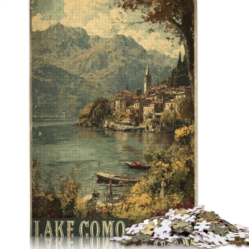 Reiseposter Comer See (Vintage) Holzpuzzles Erwachsene 500 Teile Moderne Wohnkultur Geburtstagsgeschenk Educational Game Family Challenging Games Stress Relief 500pcs (52x38cm) von SHUNXIFQ