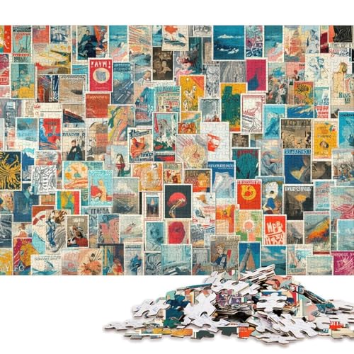 Retro-Poster Holzpuzzles 300 Teile Für Erwachsene Family Challenging Games Geburtstagsgeschenk Lernspiel Moderne Wohnkultur Stress Relief 300pcs (40x28cm) von SHUNXIFQ