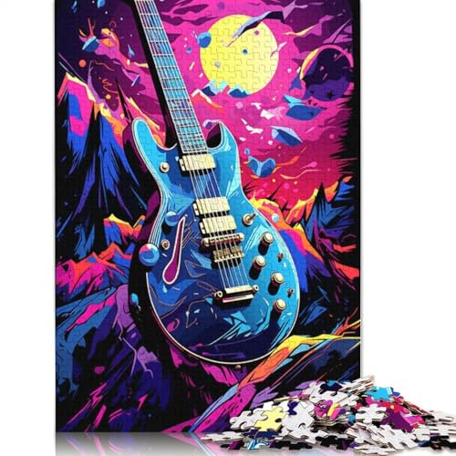 Rock Guitar Holzpuzzles 500 Teile Für Erwachsene Wohnkultur Geburtstagsgeschenk Family Challenging Games Educational Game Stress Relief Toy 500pcs (52x38cm) von SHUNXIFQ