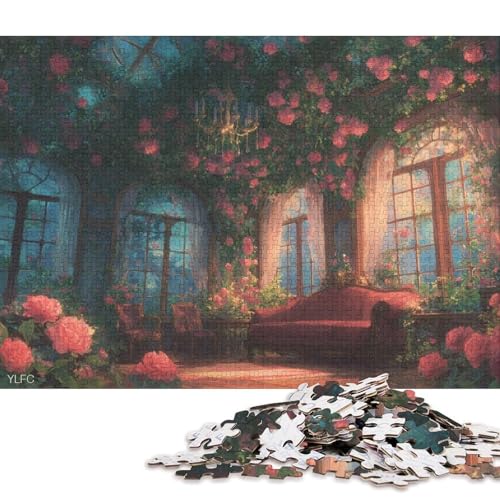 Rosenzimmer Holzpuzzles 300 Teile Für Erwachsene Family Challenging Games Geburtstagsgeschenk Lernspiel Moderne Wohnkultur Stress Relief 300pcs (40x28cm) von SHUNXIFQ