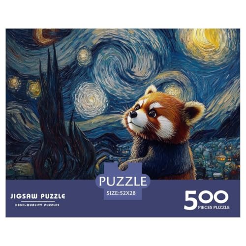 Rote Panda Erwachsene Holzpuzzless 500 Teile Home Decor Lernspiel Geburtstagsgeschenk Family Challenging Games Stress Relief Toy 500pcs (52x38cm) von SHUNXIFQ