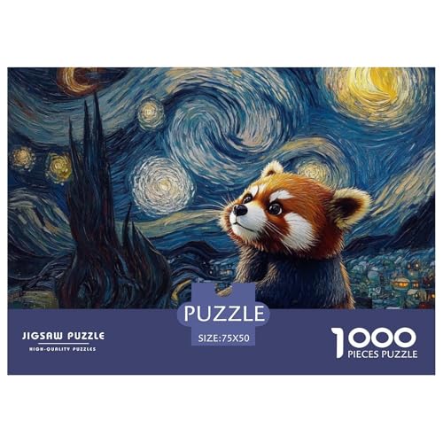 Rote Panda Holzpuzzless 1000 Teile Erwachsene Geburtstagsgeschenk Family Challenging Games Moderne Wohnkultur Educational Game Stress Relief Toy 1000pcs (75x50cm) von SHUNXIFQ