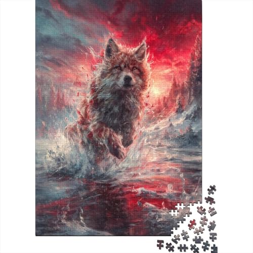 Roter Wolf Holzpuzzles 1000 Teile Erwachsene Wohnkultur Geburtstagsgeschenk Geschicklichkeitsspiel Für Die Ganze Familie Lernspiel Stress Relief 1000pcs (75x50cm) von SHUNXIFQ