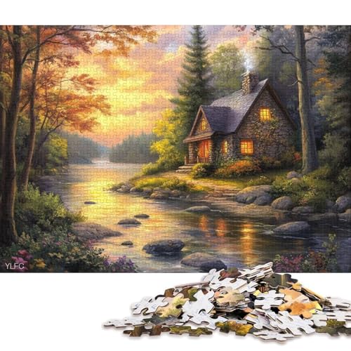Ruhiges Ferienhaus Holzpuzzless 300 Teile Erwachsene Family Challenging Games Moderne Wohnkultur Geburtstagsgeschenk Educational Game Stress Relief Toy 300pcs (40x28cm) von SHUNXIFQ