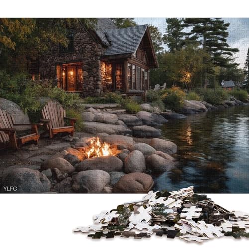 Ruhiges Häuschen Holzpuzzles 1000 Teile Erwachsene Wohnkultur Geburtstagsgeschenk Geschicklichkeitsspiel Für Die Ganze Familie Lernspiel Stress Relief 1000pcs (75x50cm) von SHUNXIFQ