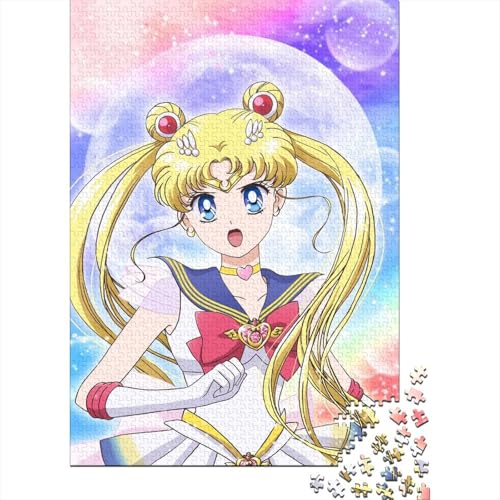 Sailor Moon Holzpuzzles Erwachsene 1000 Teile Geburtstagsgeschenk Family Challenging Games Moderne Wohnkultur Educational Game Stress Relief 1000pcs (75x50cm) von SHUNXIFQ