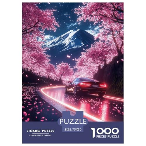 Sakura-Rennwagen 1000 Teile Erwachsene Holzpuzzless Educational Game Moderne Wohnkultur Geburtstagsgeschenk Family Challenging Games Stress Relief Toy 1000pcs (75x50cm) von SHUNXIFQ