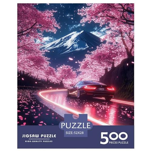 Sakura-Rennwagen Holzpuzzles 500 Teile Erwachsene Home Decor Family Challenging Games Geburtstagsgeschenk Educational Game Entspannung Und Intelligenz 500pcs (52x38cm) von SHUNXIFQ