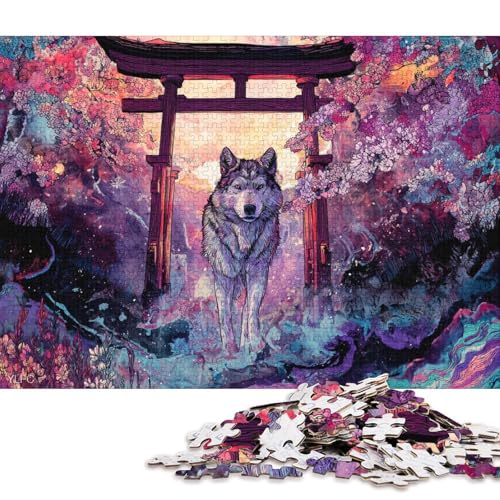 Sakura-Wolf Holzpuzzles Erwachsene 1000 Teile Lernspiel Geschicklichkeitsspiel Für Die Ganze Familie GeburtHirschsgeschenk Home Decor Stress Relief 1000pcs (75x50cm) von SHUNXIFQ