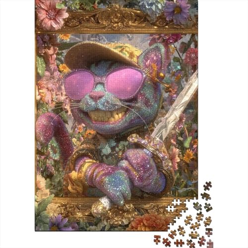 Samurai-Katze Holzpuzzles 1000 Teile Erwachsene Wohnkultur Geschicklichkeitsspiel Für Die Ganze Familie Lernspiel Geburtstagsgeschenk Stress Relief 1000pcs (75x50cm) von SHUNXIFQ