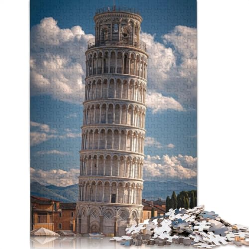 Schiefer Turm von Pisa Holzpuzzless Erwachsene 500 Teile Geburtstagsgeschenk EduKatzeional Game Wohnkultur Family Challenging Games Stress Relief 500pcs (52x38cm) von SHUNXIFQ