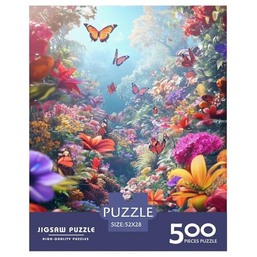 Schmetterling und Blume Holzpuzzles Für Erwachsene 500 Teile Lernspiel Family Challenging Games Geburtstagsgeschenk Wohnkultur Stress Relief Toy 500pcs (52x38cm) von SHUNXIFQ