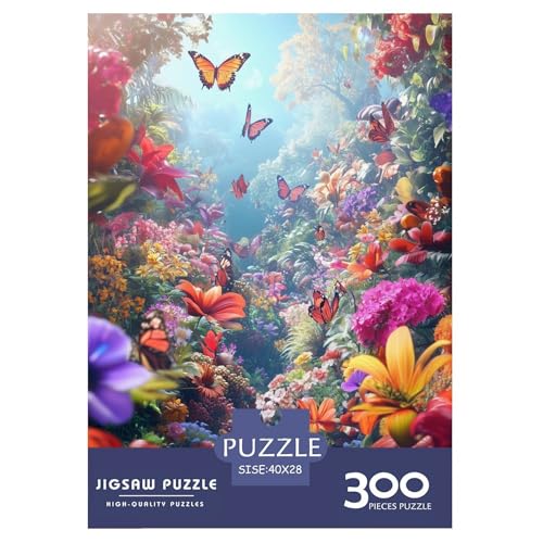 Schmetterling und Blume Holzpuzzless 300 Teile Erwachsene Lernspiel Moderne Wohnkultur Family Challenging Games Geburtstagsgeschenk Stress Relief Toy 300pcs (40x28cm) von SHUNXIFQ